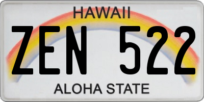 HI license plate ZEN522