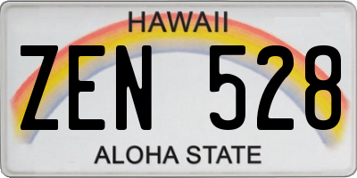 HI license plate ZEN528