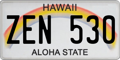 HI license plate ZEN530