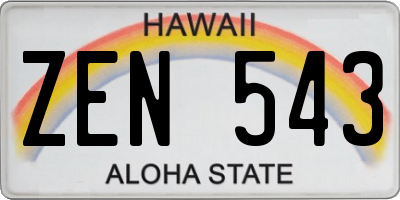 HI license plate ZEN543