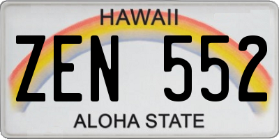 HI license plate ZEN552