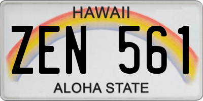 HI license plate ZEN561