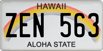 HI license plate ZEN563