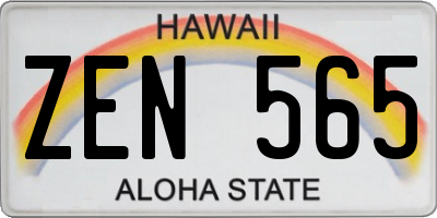 HI license plate ZEN565