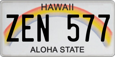 HI license plate ZEN577