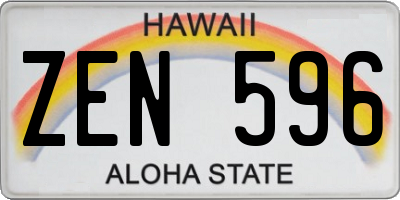 HI license plate ZEN596