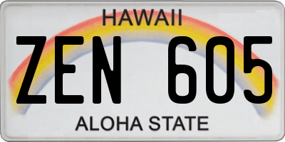 HI license plate ZEN605