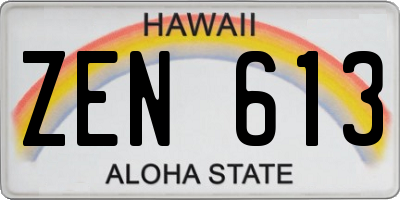 HI license plate ZEN613