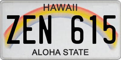 HI license plate ZEN615
