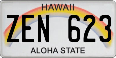 HI license plate ZEN623