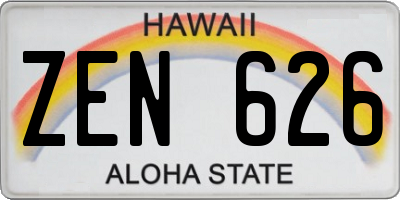 HI license plate ZEN626