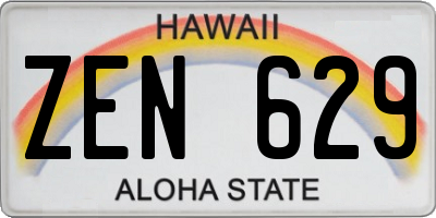 HI license plate ZEN629