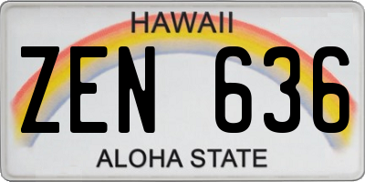 HI license plate ZEN636