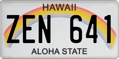 HI license plate ZEN641