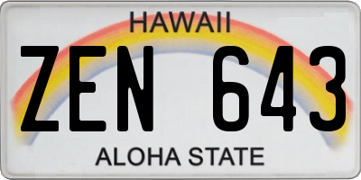 HI license plate ZEN643