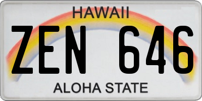 HI license plate ZEN646