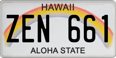 HI license plate ZEN661