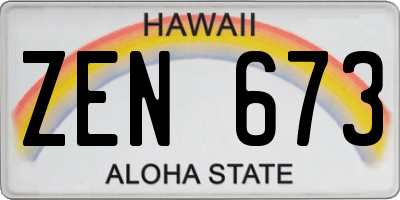 HI license plate ZEN673