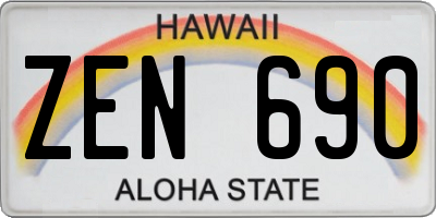 HI license plate ZEN690