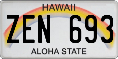 HI license plate ZEN693
