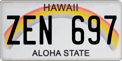 HI license plate ZEN697