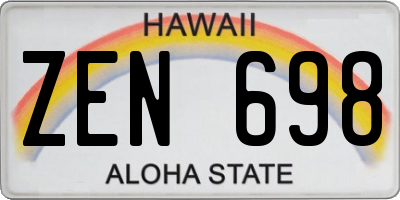 HI license plate ZEN698