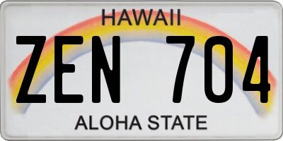 HI license plate ZEN704