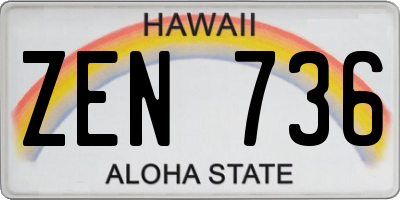 HI license plate ZEN736