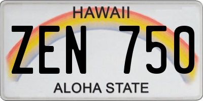 HI license plate ZEN750