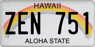 HI license plate ZEN751