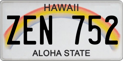 HI license plate ZEN752