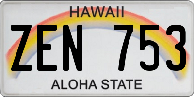 HI license plate ZEN753
