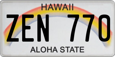 HI license plate ZEN770