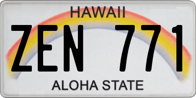 HI license plate ZEN771
