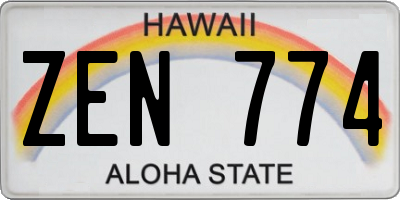 HI license plate ZEN774