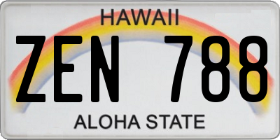 HI license plate ZEN788
