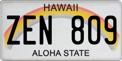 HI license plate ZEN809