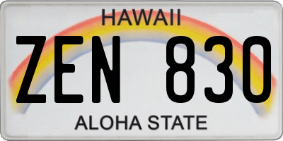 HI license plate ZEN830