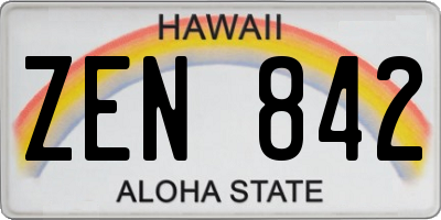 HI license plate ZEN842