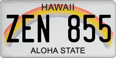 HI license plate ZEN855