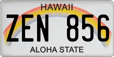 HI license plate ZEN856