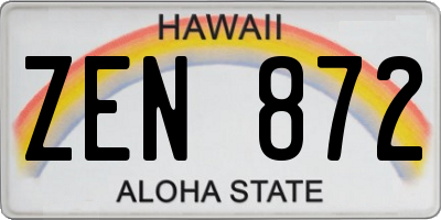 HI license plate ZEN872