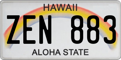 HI license plate ZEN883
