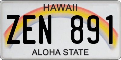 HI license plate ZEN891