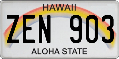 HI license plate ZEN903