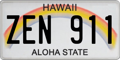 HI license plate ZEN911
