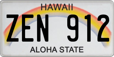 HI license plate ZEN912