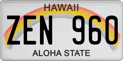 HI license plate ZEN960
