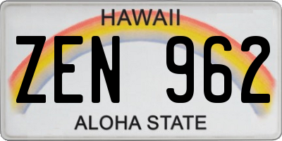 HI license plate ZEN962