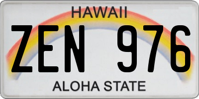 HI license plate ZEN976
